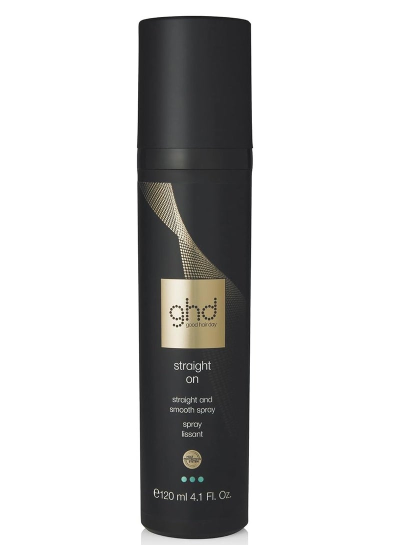 Straight On Heat Protectant for Hair Straight & Smooth Hair Spray, Heat Protection System to Strengthen and Smooth Hair for Anti-Frizz Styling 120 ml