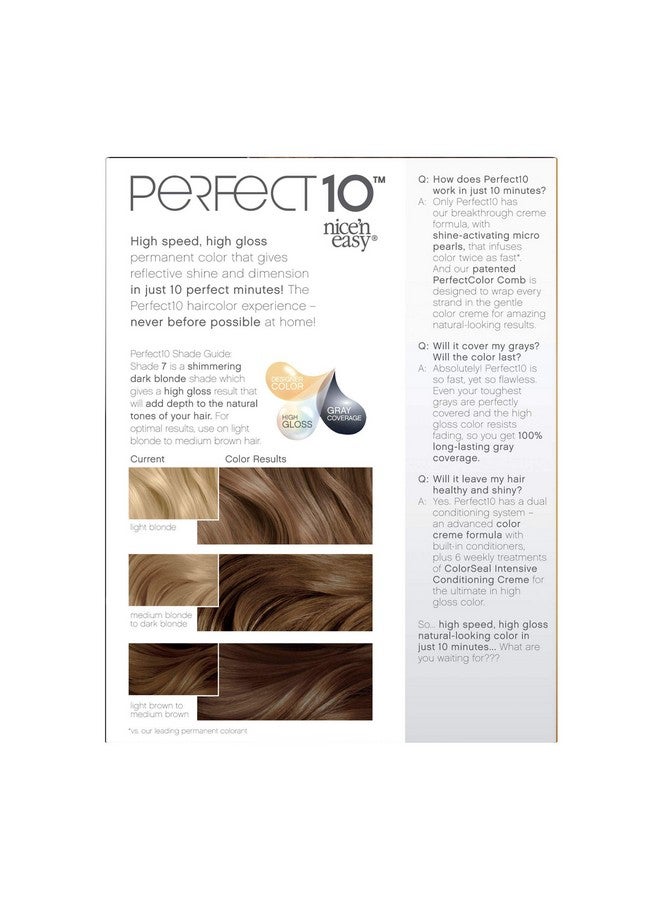 Nice'N Easy Perfect 10 Permanent Hair Dye, 7 Dark Blonde Hair Color, Pack Of 1