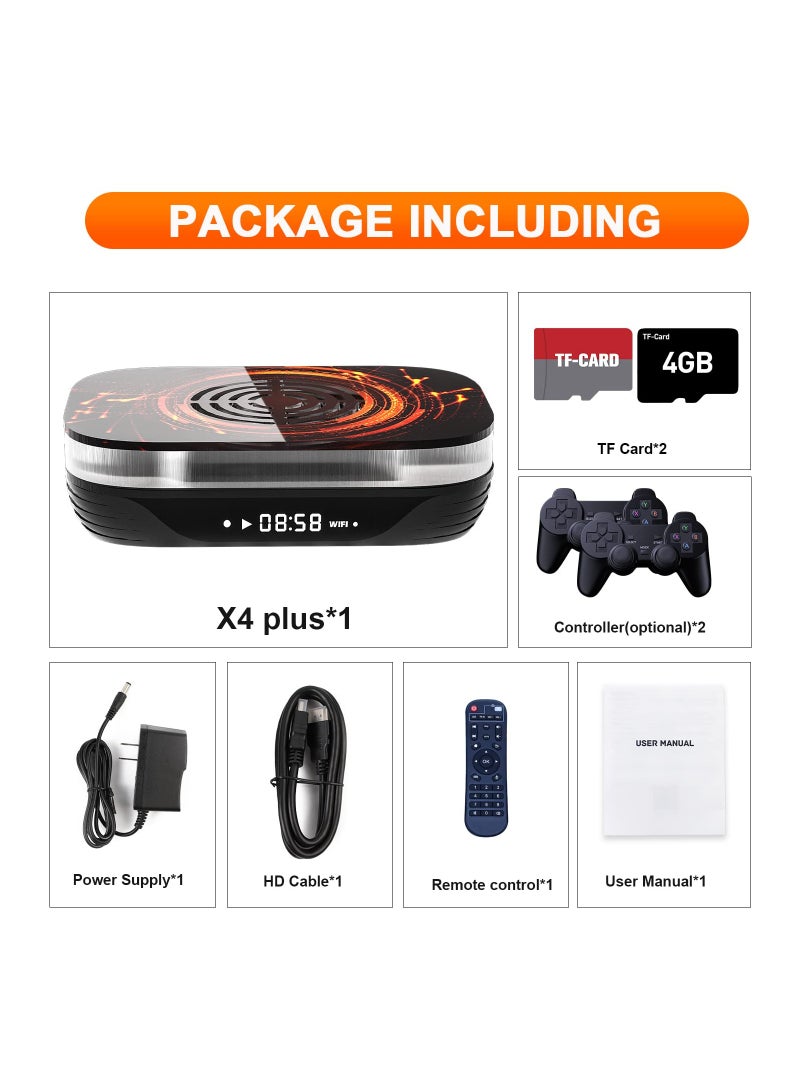 Super Console X4 Plus - Pre-Loaded with 60,000+ Games, 65+ Emulators, EmuELEC 4.6/Android 11.0, S905x4, 4K UHD Display, Includes 2 Controllers for Ultimate Retro Gaming Experience.