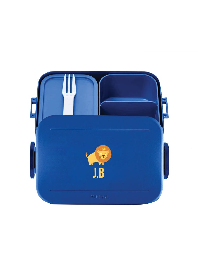 Medium Personalised Lunch Box Take a Break Rocket Design - Vivid Blue