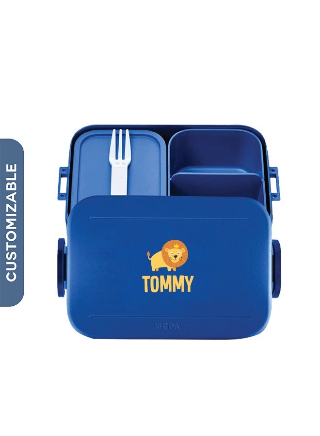 Medium Personalised Lunch Box Take a Break Rocket Design - Vivid Blue