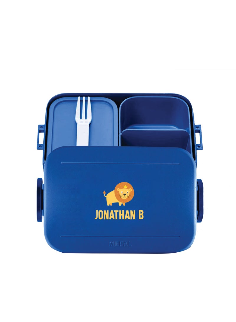 Medium Personalised Lunch Box Take a Break Rocket Design - Vivid Blue