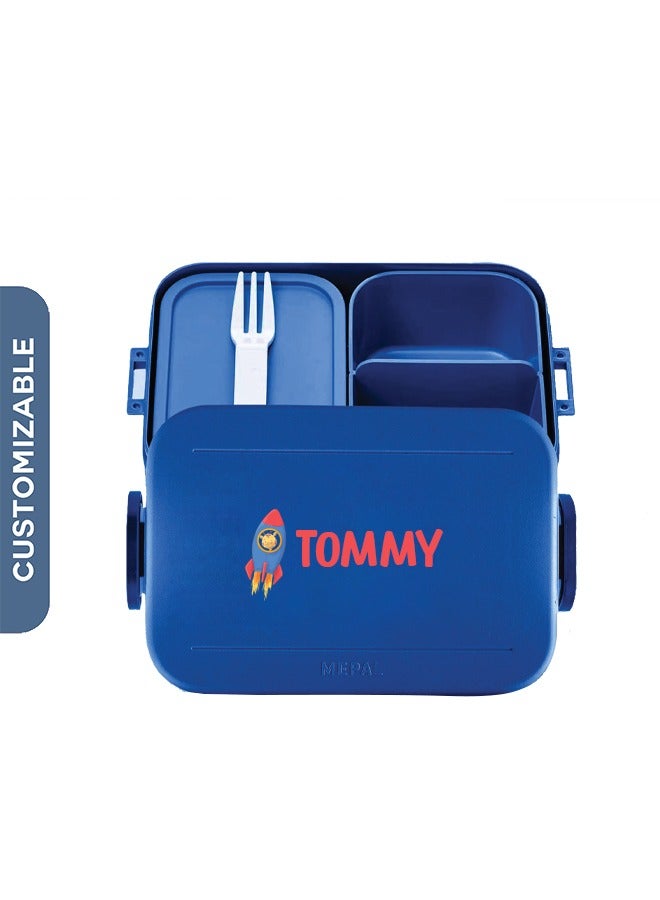 Medium Personalised Lunch Box Take a Break Loin Design - Vivid Blue