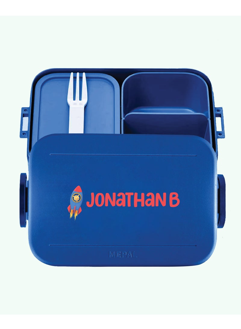 Medium Personalised Lunch Box Take a Break Loin Design - Vivid Blue