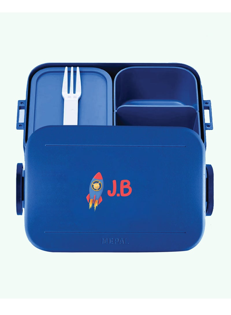 Medium Personalised Lunch Box Take a Break Loin Design - Vivid Blue