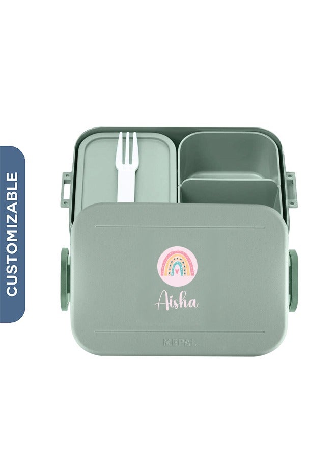 Medium Personalised Lunch box Take a Break - Nordic sage - Lunch Box - Grey