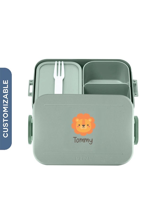 Medium Personalised Lunch box Take a Break - Nordic sage - Grey