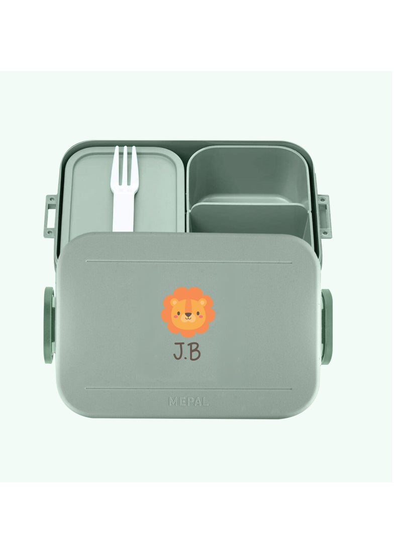 Medium Personalised Lunch box Take a Break - Nordic sage - Grey