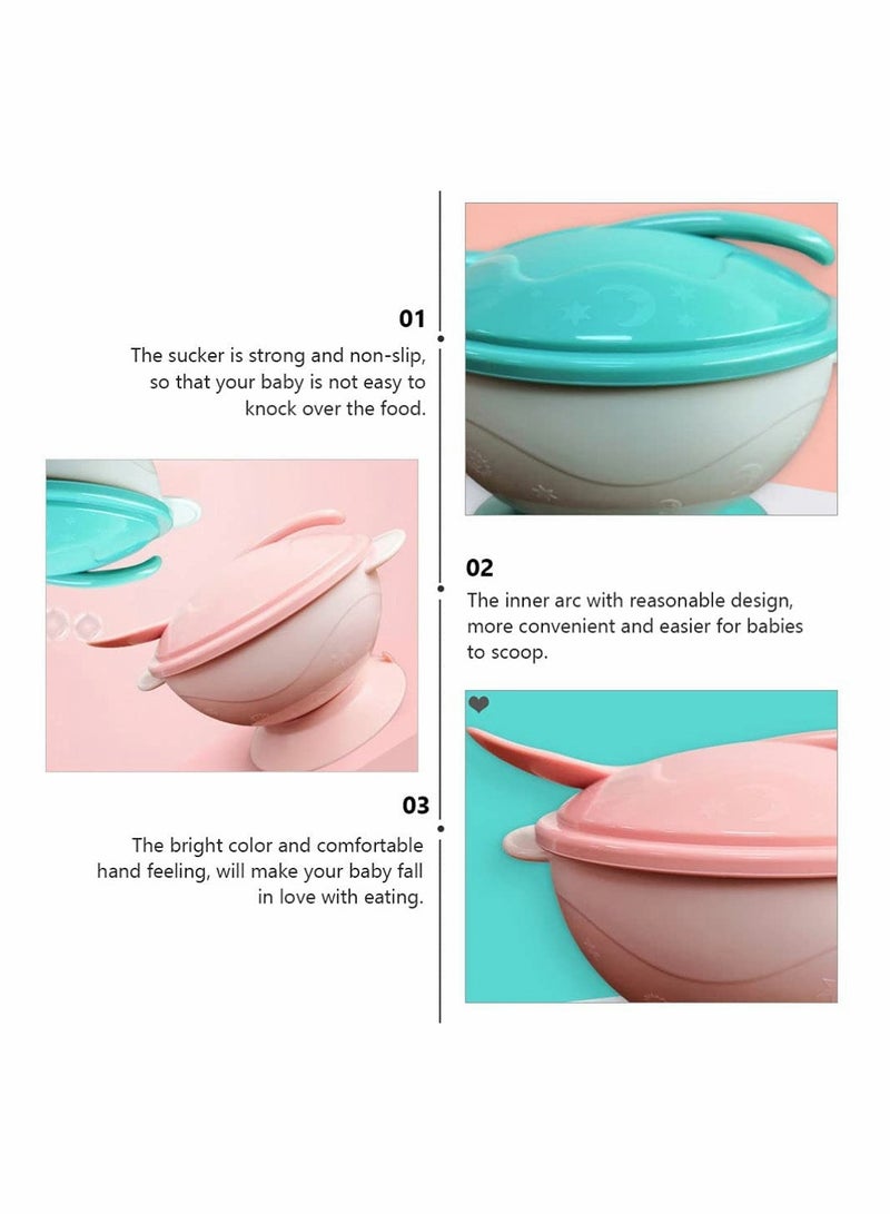 Suction Baby Feeding Bowls Set Portable Toddler Dinner Plates 2 Pack Pink Green Ideal for Children and Kids