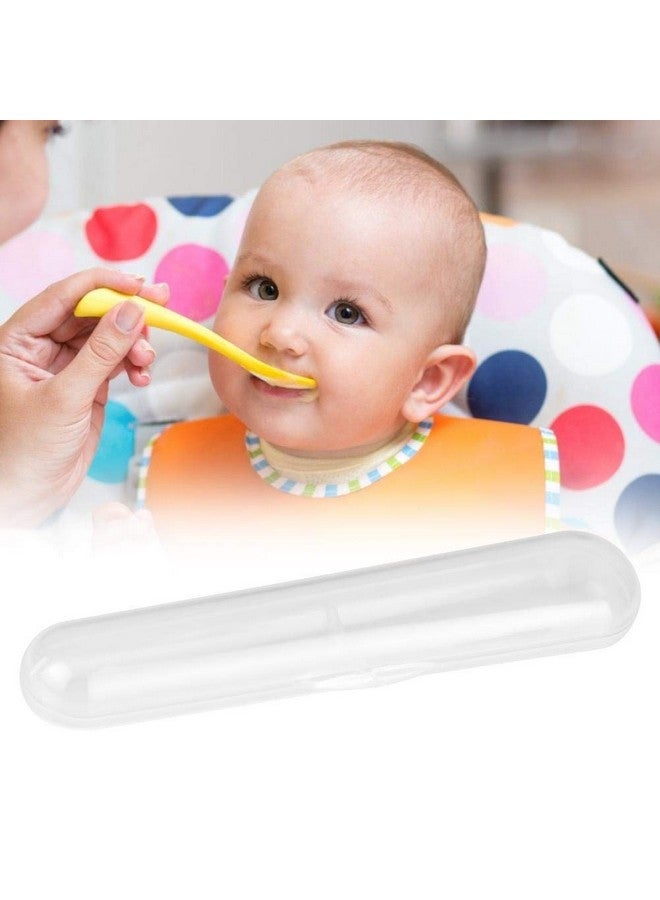 Food Grade Single Storage Box Baby Silicone Spoon Transparent Children Stainless Cutlery Set Spoon Portable Travel Tableware Case