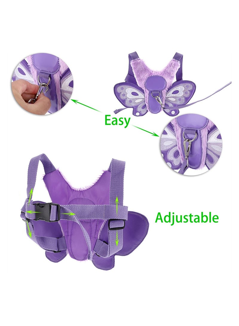 Purple Butterfly Toddler Harness Leash Safe Infant Walking Strap Anti Lost Backpack for Boys and Girls Portable