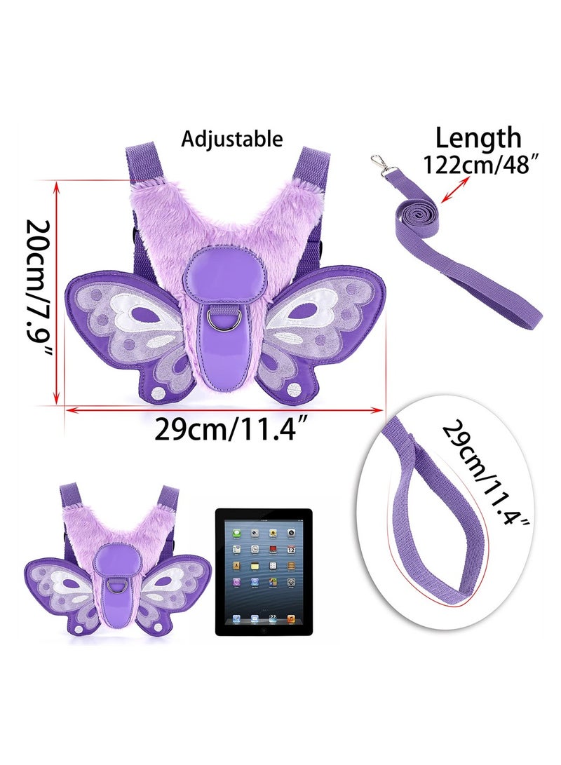 Purple Butterfly Toddler Harness Leash Safe Infant Walking Strap Anti Lost Backpack for Boys and Girls Portable