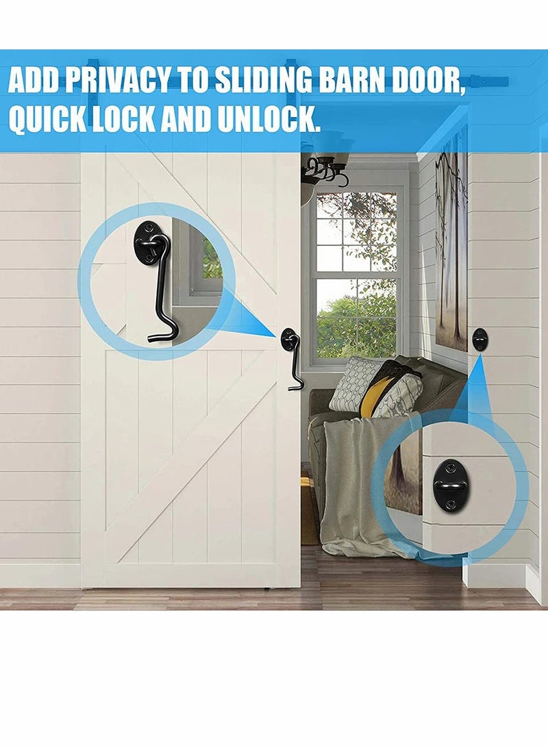 3 Pack Heavy Duty Privacy Hook and Eye Latch 4 Inch for Sliding Doors and Gates with Mounting Screws in Black