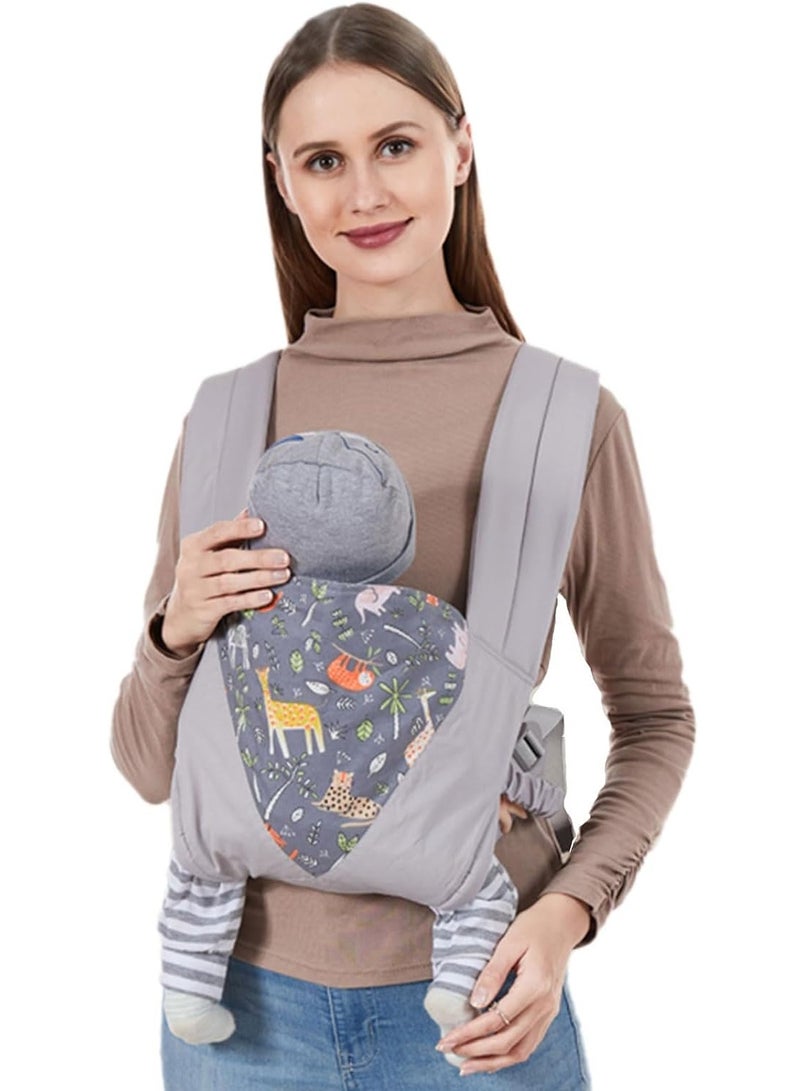 Lightweight Adjustable Baby Carrier Wrap for Newborns to Toddlers, Cozy Sling for Infants 7-45lbs, Front and Back Carry Positions, Perfect Shower Gift in Grey