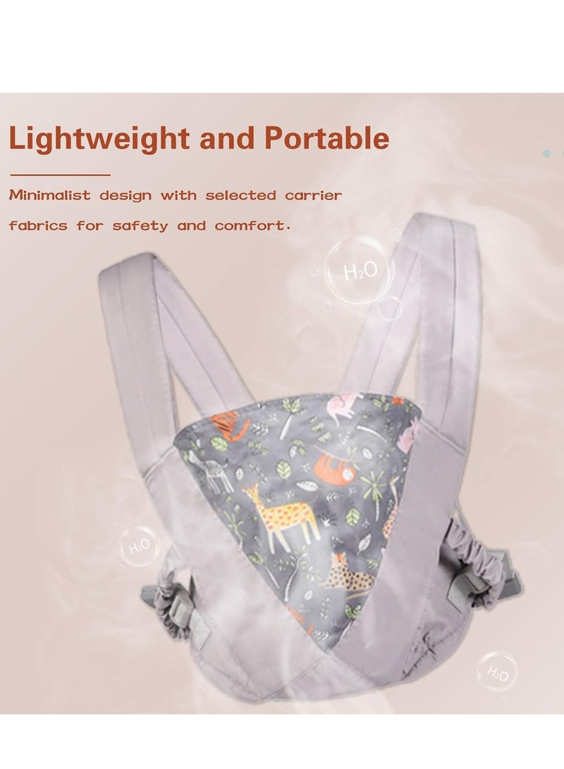 Lightweight Adjustable Baby Carrier Wrap for Newborns to Toddlers, Cozy Sling for Infants 7-45lbs, Front and Back Carry Positions, Perfect Shower Gift in Grey