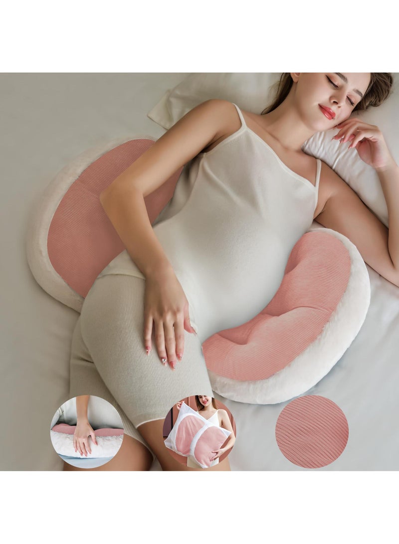 Pregnant Women's Pillow For Waist Protection Side Lying Pillow Abdominal Support Sleeping During Pregnancy U-Shaped Backrest Pillow Adjustable Removable And Washable With A Laundry Bag