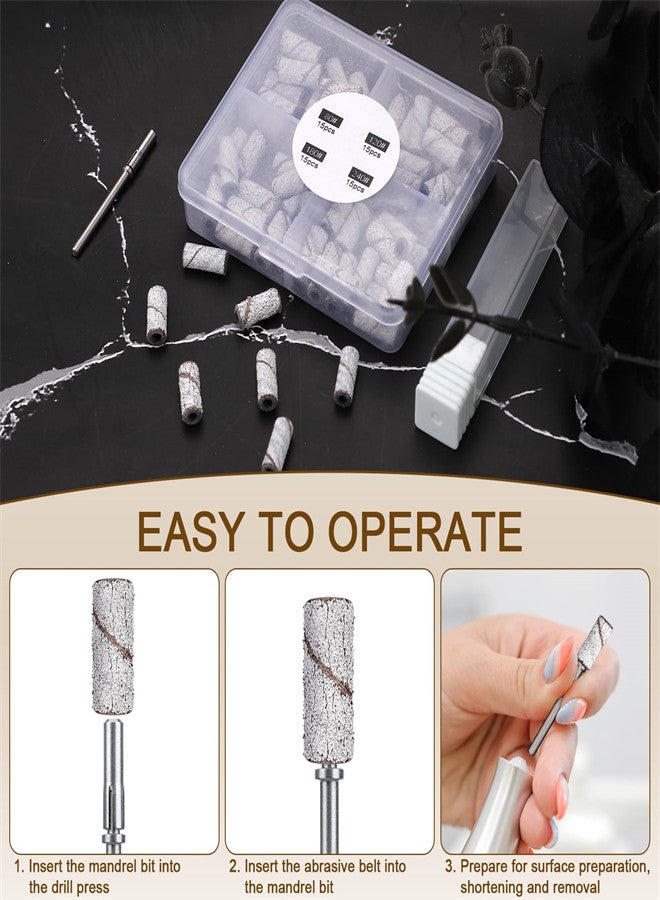 60 Pieces Sanding Bands for Nail Drill, Professional Manicure Fine Grit Nail Drill, Nail File Polishing Sanding Bands for Acrylic Nails Gel Manicures and Pedicure