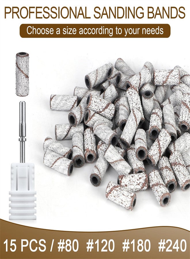 60 Pieces Sanding Bands for Nail Drill, Professional Manicure Fine Grit Nail Drill, Nail File Polishing Sanding Bands for Acrylic Nails Gel Manicures and Pedicure