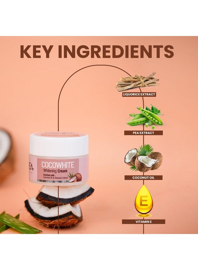 كريم كوكوايت للوجه لجميع أنواع البشرة | يرطب ويعزز التوهج ويبيض لون البشرة مع حماية من عامل الحماية من الشمس | غني بجوز الهند 50 جم (عبوة من قطعتين)