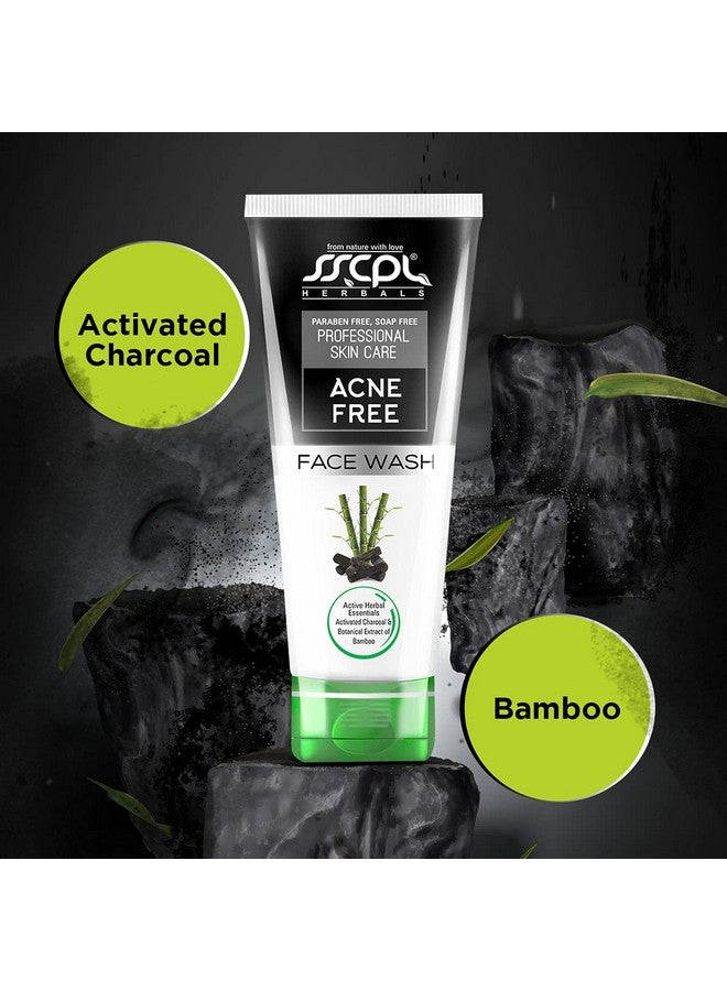 Acne Free Face Wash Enriched With Activated Charcoal Bamboo Extract For Deep Cleansing And Acneprone & Oily Skin (100G*2)