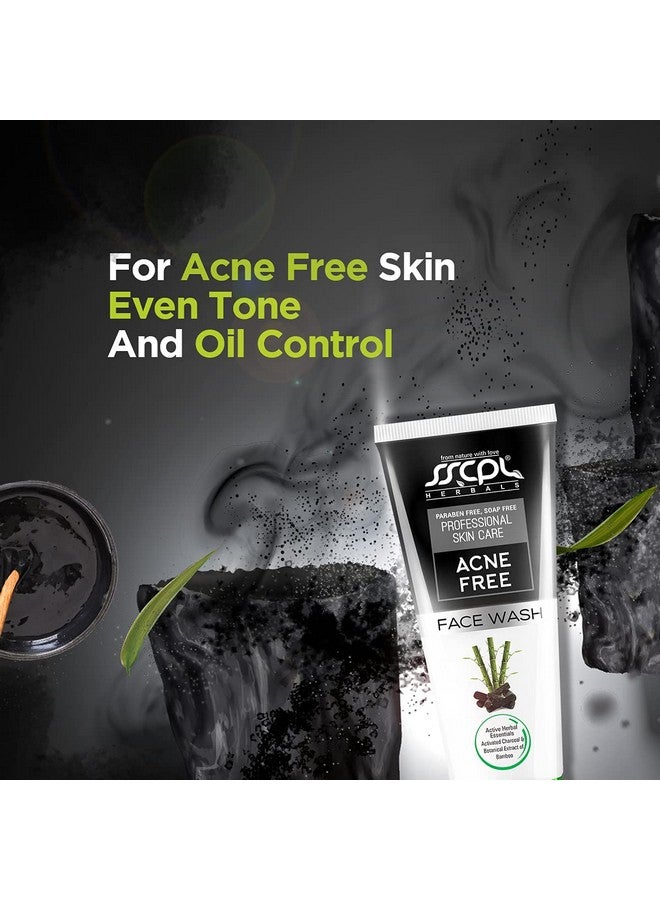 Acne Free Face Wash Enriched With Activated Charcoal Bamboo Extract For Deep Cleansing And Acneprone & Oily Skin (100G*2)