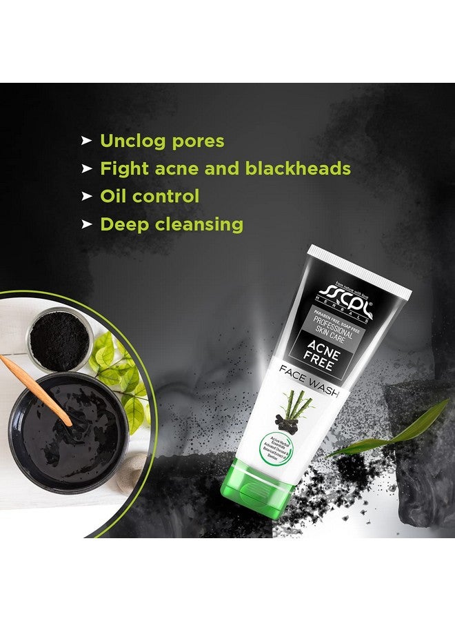Acne Free Face Wash Enriched With Activated Charcoal Bamboo Extract For Deep Cleansing And Acneprone & Oily Skin (100G*2)