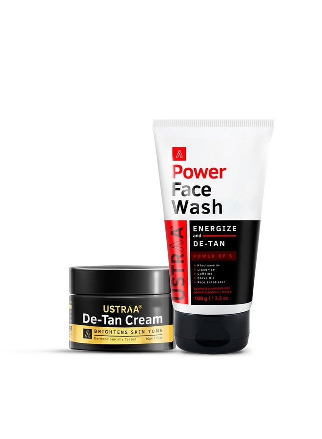 Power Face Wash - 100G - Energize & De-Tan | Dermatologically Tested | Removes Dead Skin, Brightens Skin & De-Tan Cream For Men- 50G | For Effective Tan Removal & Even Skin Tone | No Bleach.