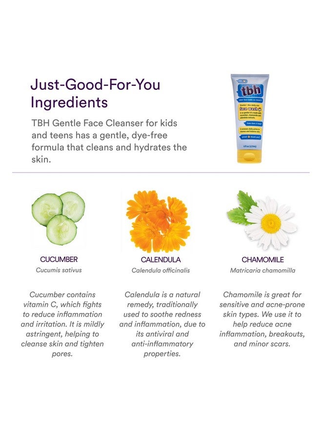 Kids Gentle Gel Face Wash For Kids, Preteens, And Teens With Sensitive Dry Oily Skin Gentle Facial Cleanser And Hydrating Facewash For Girls And Boys Sulfate Free, Paraben Free 6 Oz