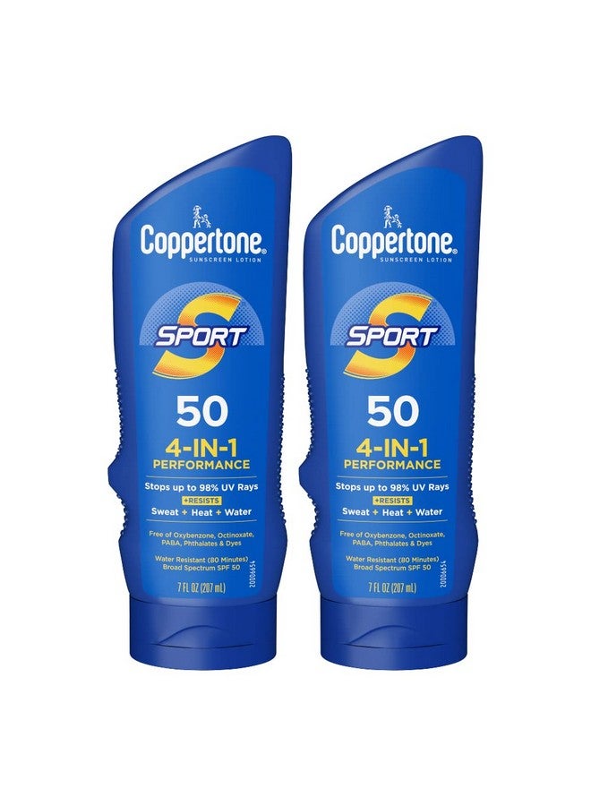 Sport Sunscreen Spf 50 Lotion, Water Resistant , Broad Spectrum Bulk Sunscreen Pack, 7 Fl Oz Bottle, Pack Of 2