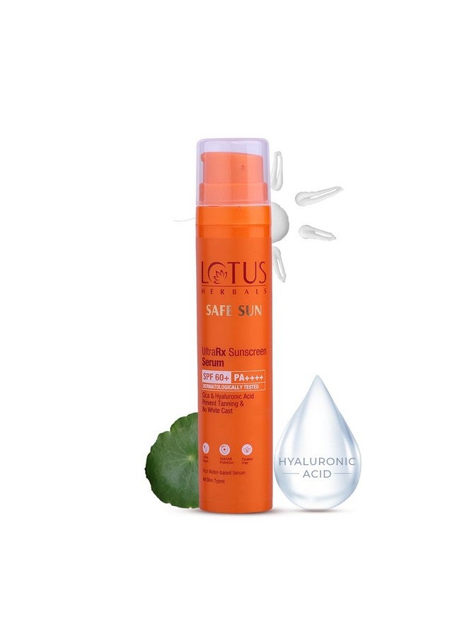 Ultrarx Sunscreen Serum Spf 60+ Pa++++ | No White Cast | No Breakouts | Cica & Hyaluronic | Dermatologically Tested | 50Ml