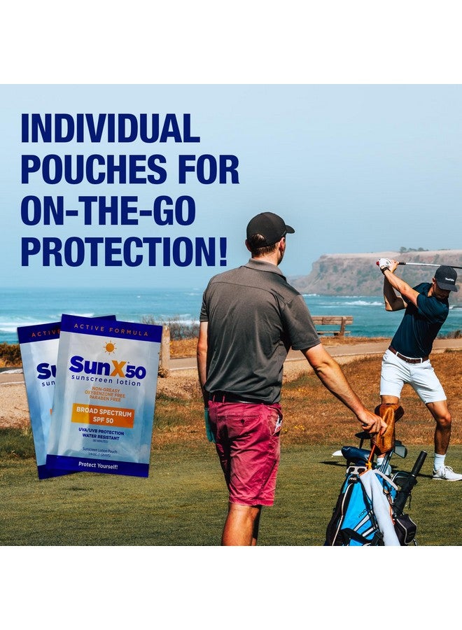 Sun X 50 Spf Individual Sunscreen Packets Travel Size Pack Of 100 Paraben Oxybenzone & White Cast Free Broad Spectrum Spf Sunscreen Packets Water & Sweat Resistant For Up To 80 Minutes