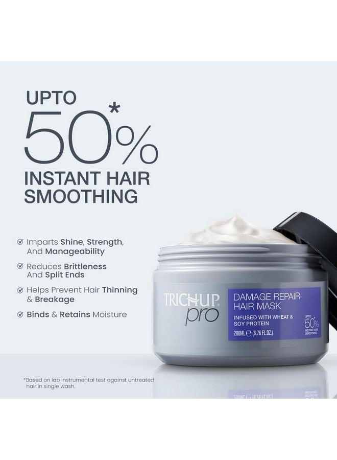 Pro Damage Repair & Instant Smoothing Hair Care Combo For Dry Frizzy Hair (Set Of 2) | Shampoo 300 Ml + Hair Mask 200 Ml | Improves Texture & Manageability | Reduce Split Ends & Dryness | Unisex