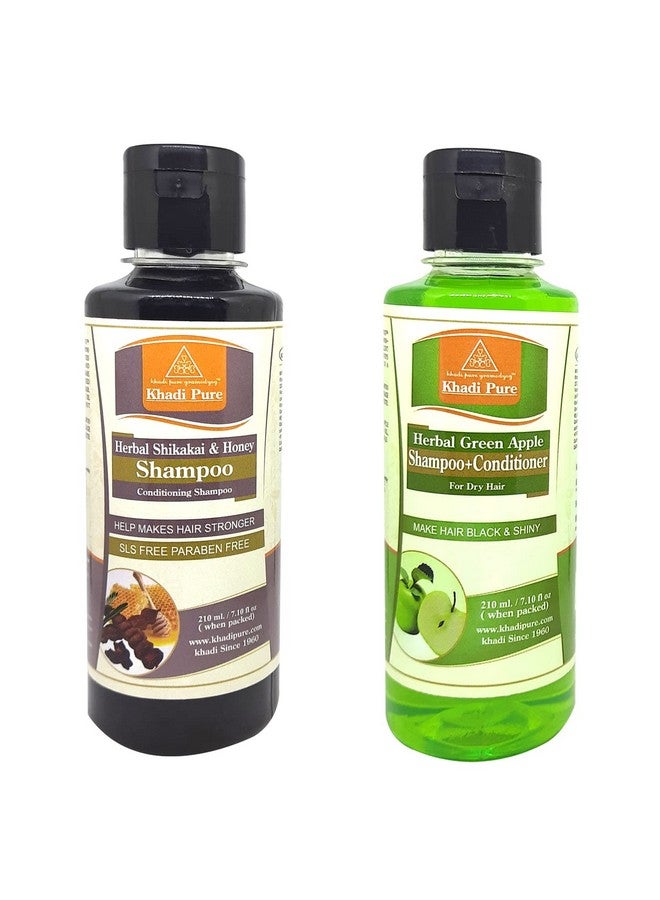 Green Apple & Shikakai Honey Sls Shampoo/Hair Cleanser, 210 Ml (Pack Of 2)