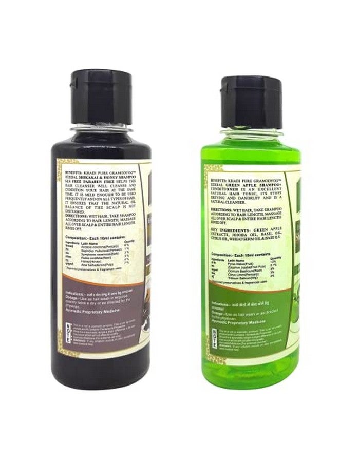 Green Apple & Shikakai Honey Sls Shampoo/Hair Cleanser, 210 Ml (Pack Of 2)