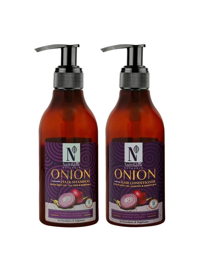 Natural'S Combo Pack Of 2 Onion Hair Shampoo (300Ml) & Onion Hair Conditioner (300Ml) For Anti Hair Fall & Deep Nourishment