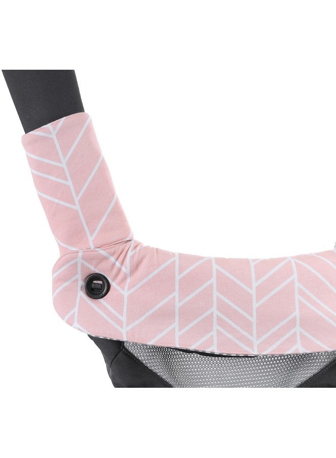 Premium Drool And Teething Reversible Cotton Pad | Fits Ergobaby Four Position 360 + Most Baby Carrier | Pink Herringbone Design | Hypoallergenic | Great Baby Girl Shower Gift By Mila Millie