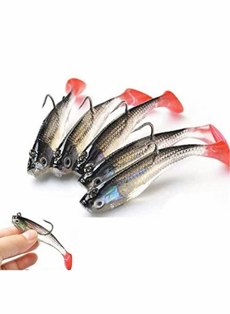 8 cm Soft Bait Fishing Lure Set with Sharp Treble Hooks for Saltwater and Freshwater Fishing 5 PCS Lifelike Bass Tails