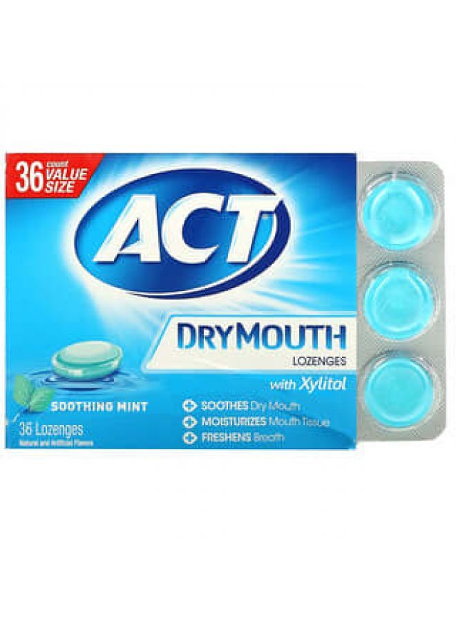 Act, Dry Mouth Lozenges with Xylitol, Soothing Mint, 36 Lozenges