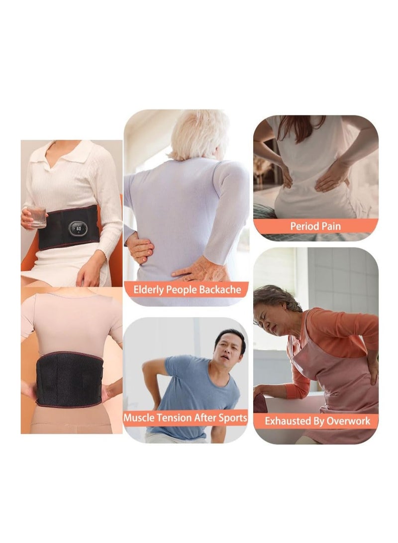 Heating Pad for Period, Electric Heating Pad for Pain Relief, 3 Temperature Adjustable Menstrual Heating Pad, 3 Massage Modes Waist Belt Massager for Women Men,Lumbar Abdomen Back Physiotherapy Device