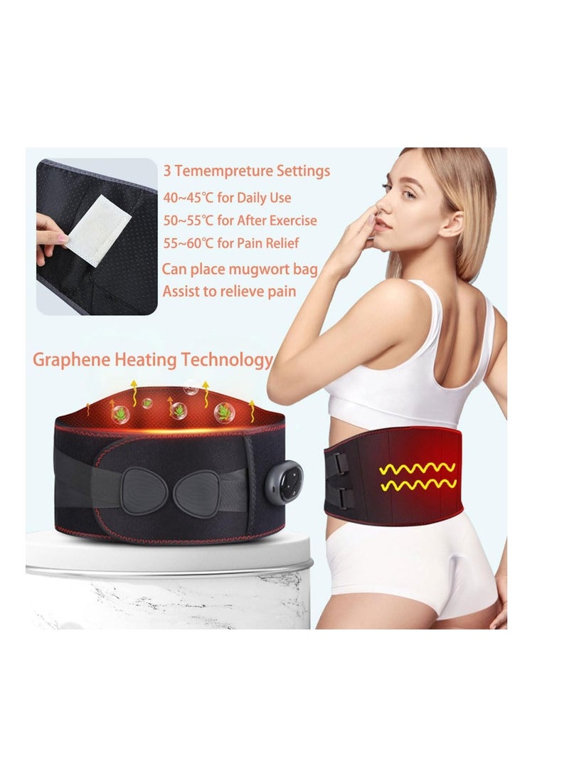 Heating Pad for Period, Electric Heating Pad for Pain Relief, 3 Temperature Adjustable Menstrual Heating Pad, 3 Massage Modes Waist Belt Massager for Women Men,Lumbar Abdomen Back Physiotherapy Device