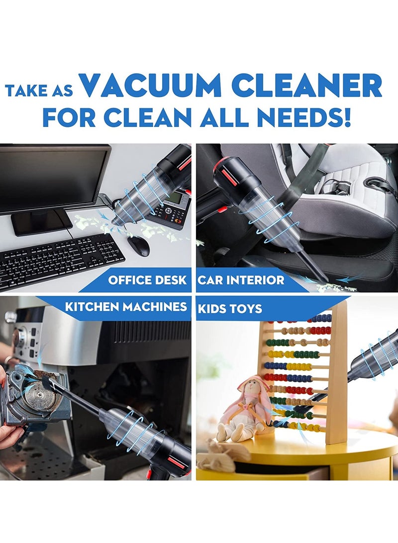 3-in-1 Computer Vacuum, Compressed Air Duster Blower, Portable Handheld Vacuum Cleaner Cordless, Rechargeable car Hoover, Mini Keyboard Cleaner Kit, Electric Spray air can for PC, Laptop, Electronics