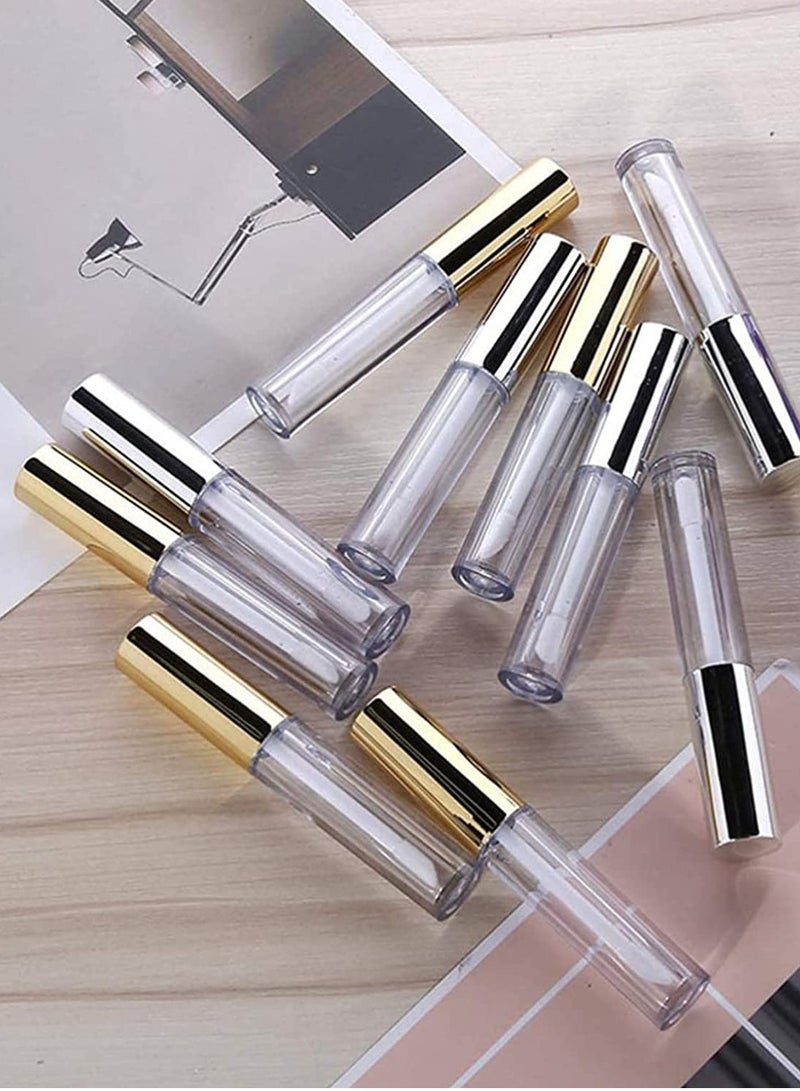 Lipgloss Tubes Bulk Wholesale,   10ML Mini Plastic Refillable Lip Glaze Container Balm Tube for Makeup Travel, Bulk with Empty Lipstick Bottles Cosmetic Supplies for Samples DIY 10PCS (Silver)