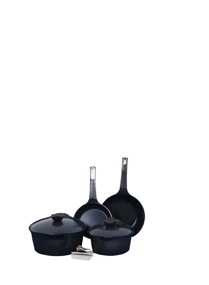 Aeni Cooking Set 8Pcs Black Marble طقم طهي إيني 8 قطع رخام أسود Black Marble