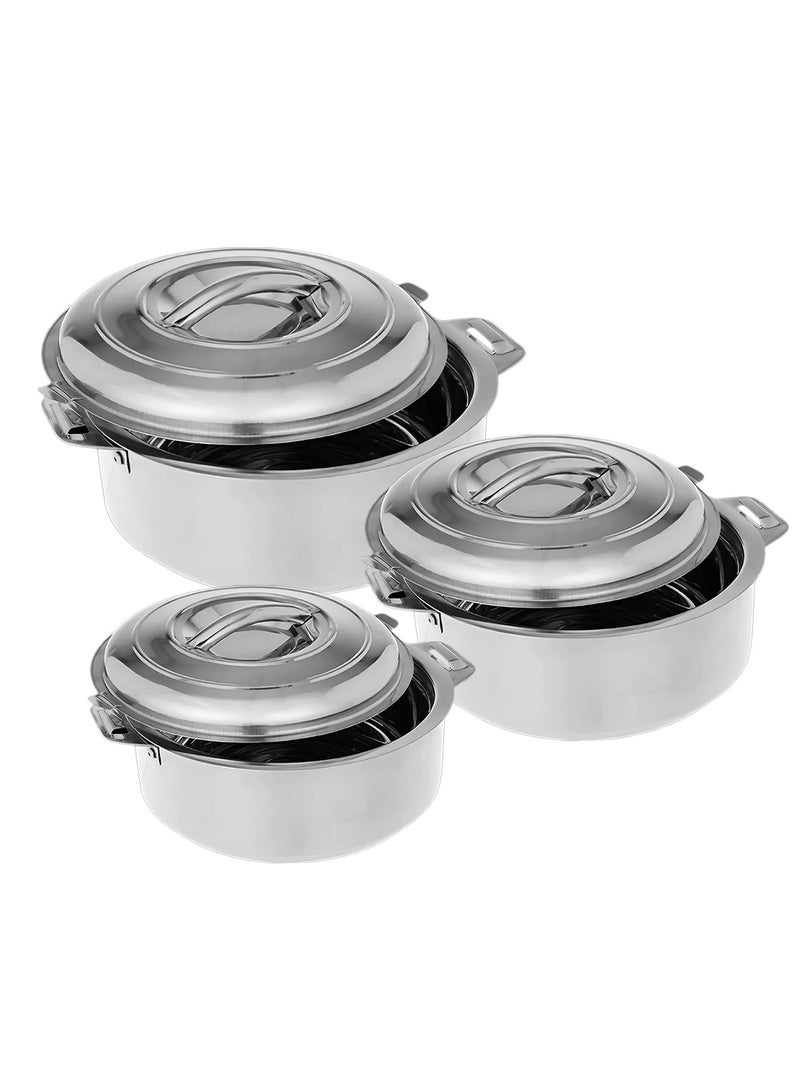3-Piece Stainless Steel Casserole Set with Steel Lids
