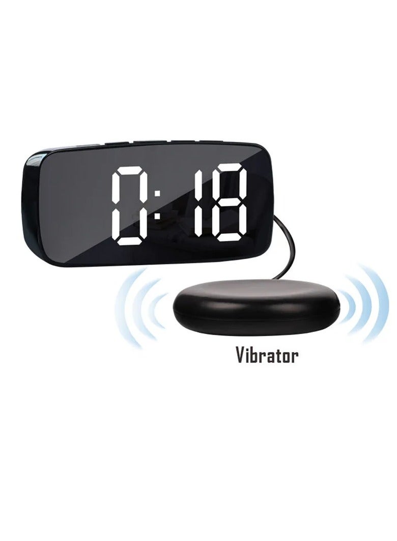 Alarm Clock With Vibrator, Durable Super Loud Vibrating Alarm Clock With Bed Shaker, Portable Multifunctional Dual Usb Alarm Device With Smart Snooze Function, (1pc, Black)