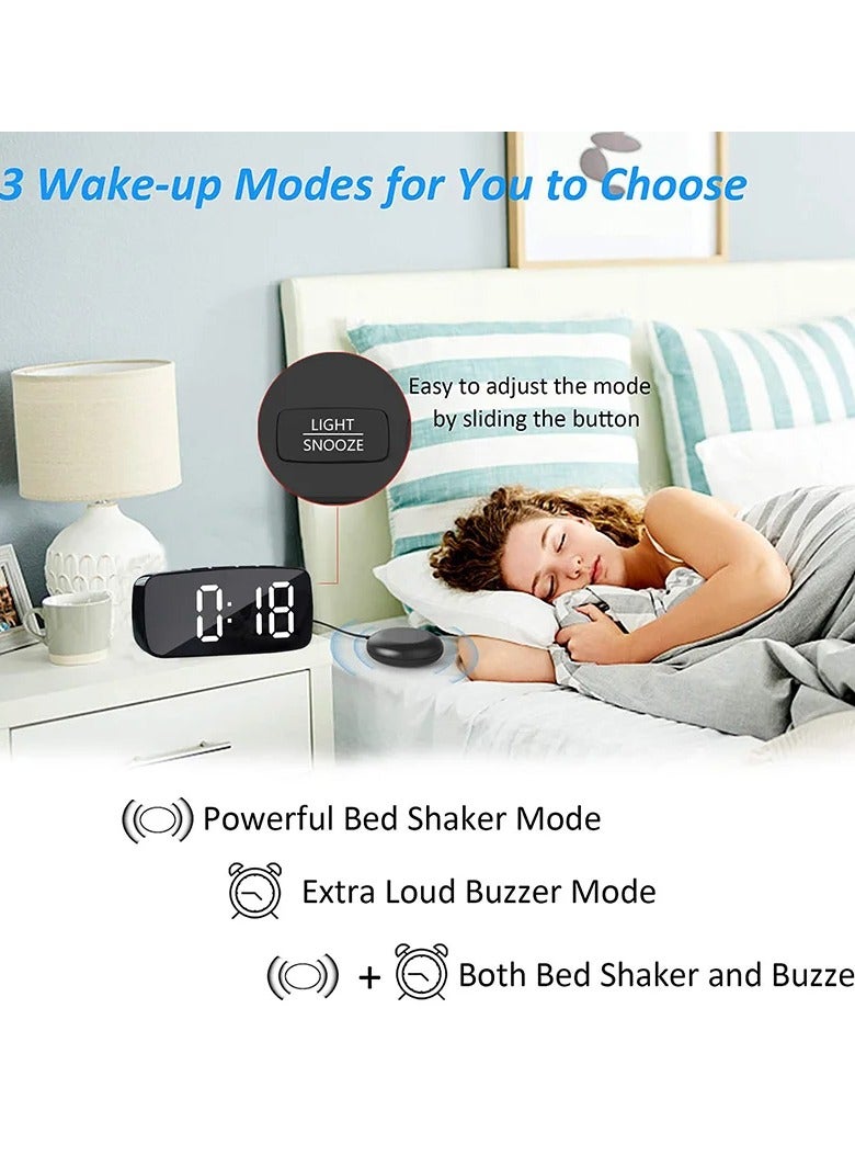 Alarm Clock With Vibrator, Durable Super Loud Vibrating Alarm Clock With Bed Shaker, Portable Multifunctional Dual Usb Alarm Device With Smart Snooze Function, (1pc, Black)