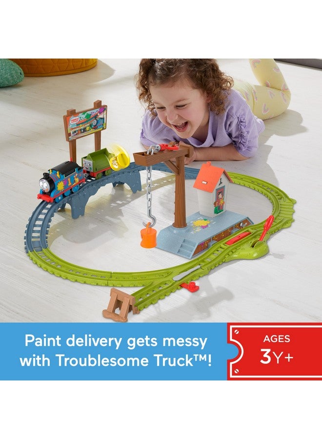 Motorized Toy Train Set Paint Delivery With Thomas & Troublesome Truck For Pretend Play Preschool Kids Ages 3+ Years