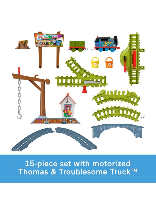 Motorized Toy Train Set Paint Delivery With Thomas & Troublesome Truck For Pretend Play Preschool Kids Ages 3+ Years