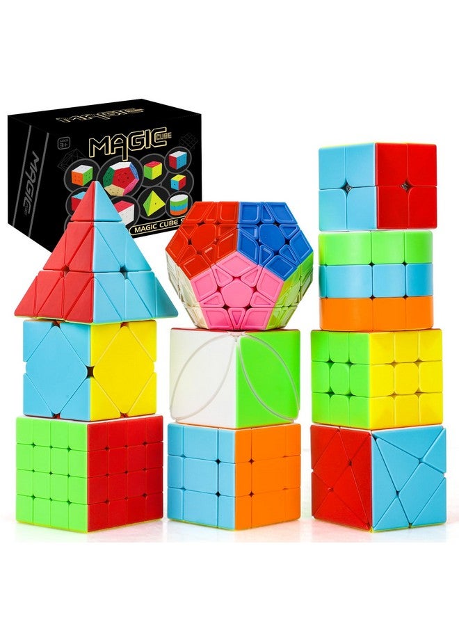 Speed Cube Set 10 Pack Magic Cube | Includes Speed Cubes 3X3, 2X2 Speed Cube, 4X4 Speed Cube, Pyramid Cube, Megaminx Cube Puzzle Cube Bundle Collection Cube Toys Gift For Kids & Adults