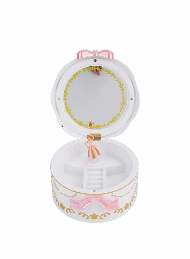 Mini Music Box for Girls with Rotating Ballerina Jewelry Storage for Kids